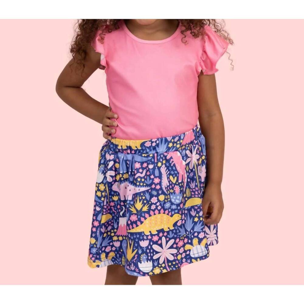 NEW PETE + LUCY darling dinos skort set in pink/blue